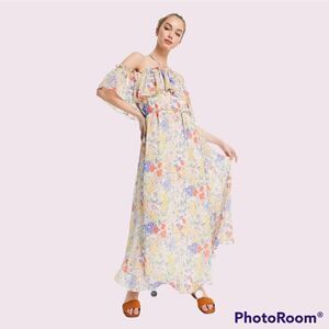 Mango Ruffles Floral Dress S